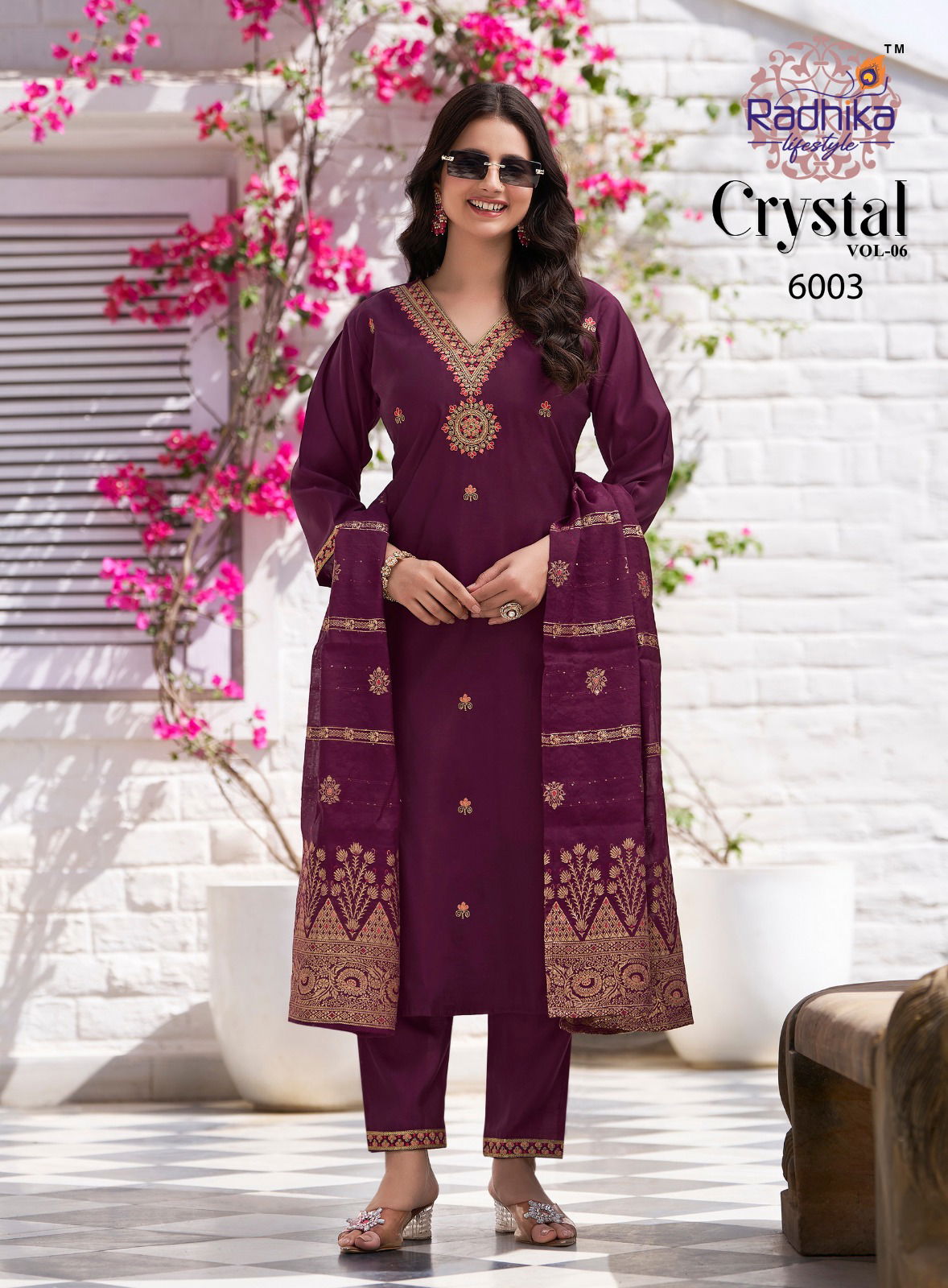 Crystal Vol 6 By Radhika Roman Silk Top Bottom With Dupatta Orders In India